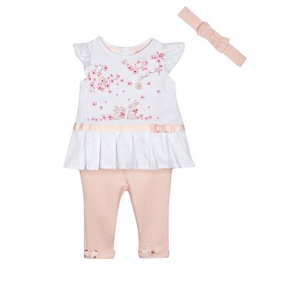 Baby girls' light pink t-shirt and leggings set